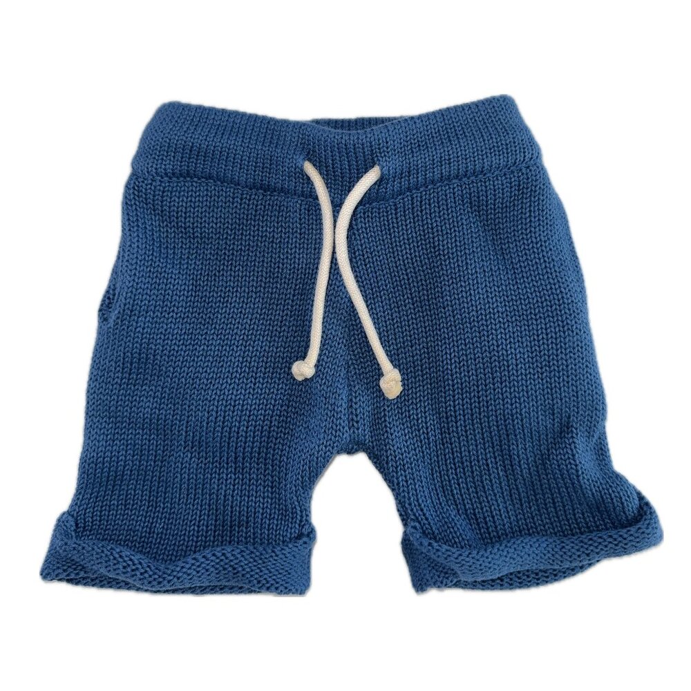 Organic Cotton Nordic Knit Shorts, Fjord Blue, 6 - 12 months